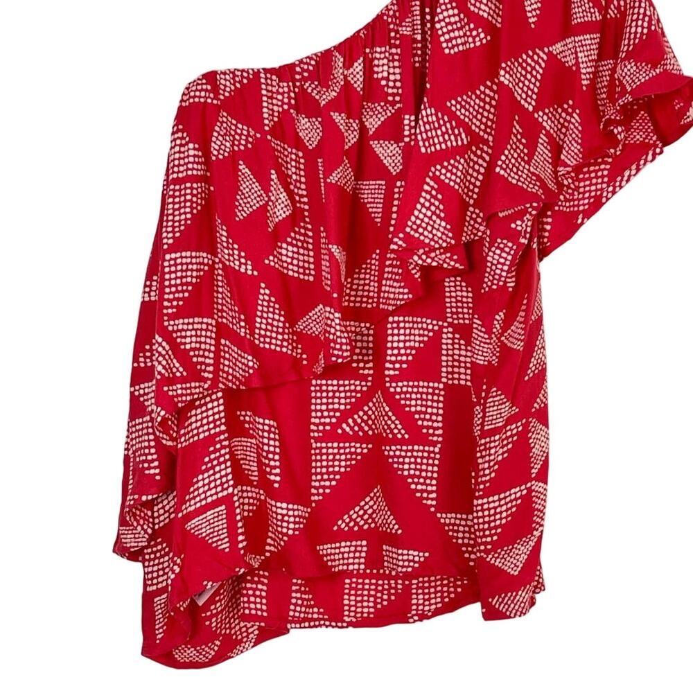 NEW Splendid One Shoulder Ruffle Overlay Pink Blouse Women's‎ Size XS Summer - Picture 8 of 10